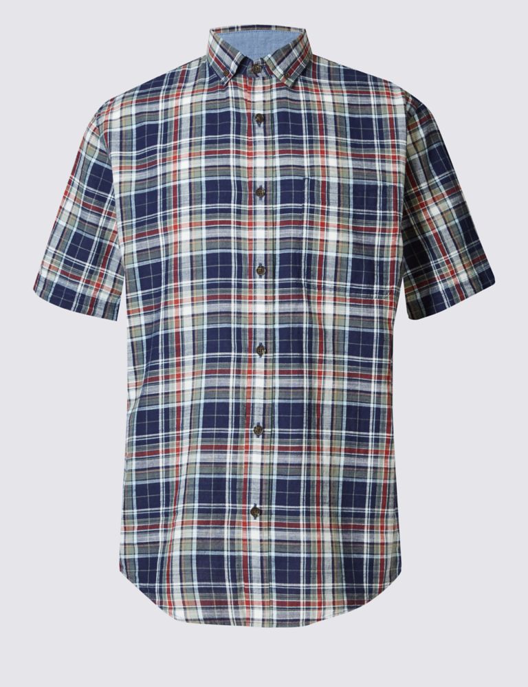 Pure Cotton Checked Shirt with Pocket 2 of 3