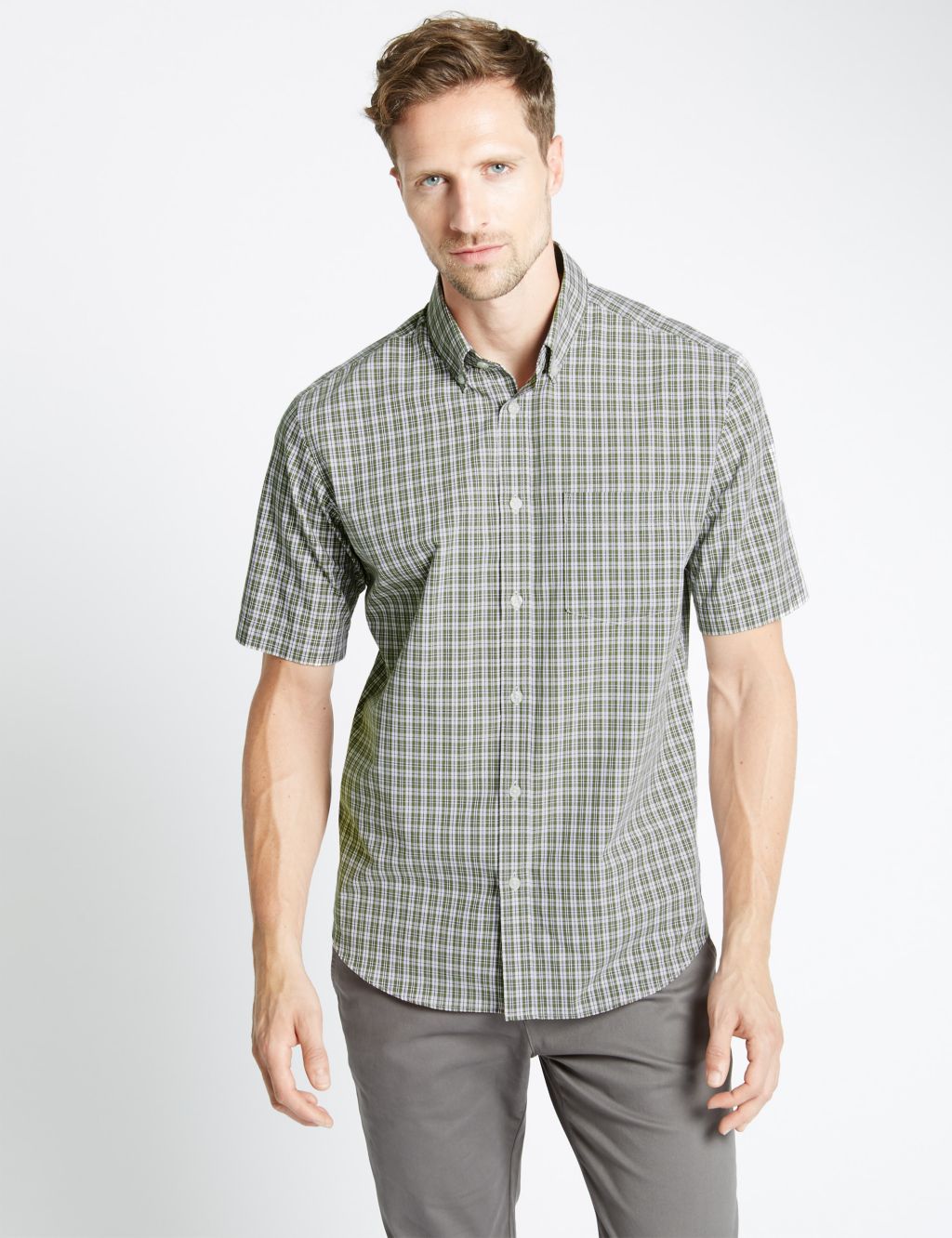 Pure Cotton Checked Shirt with Pocket 3 of 4