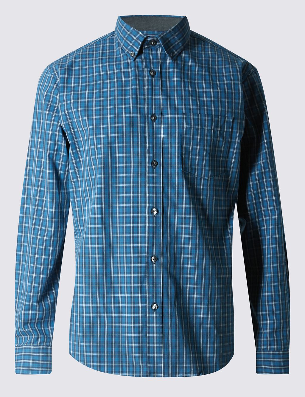 Pure Cotton Checked Shirt with Pocket 1 of 4