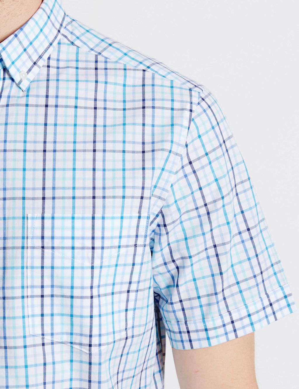 Pure Cotton Checked Shirt with Pocket 5 of 5
