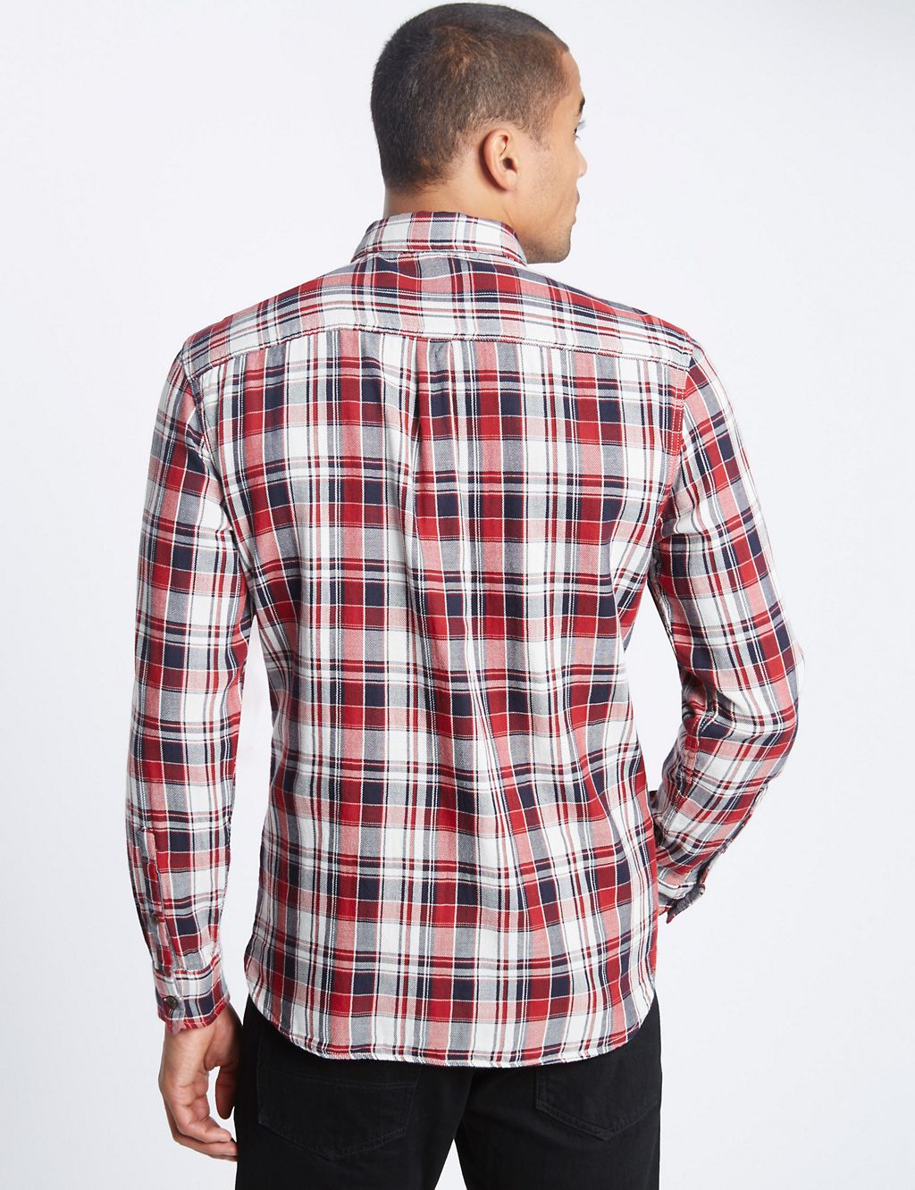Pure Cotton Checked Shirt with Pocket 2 of 4