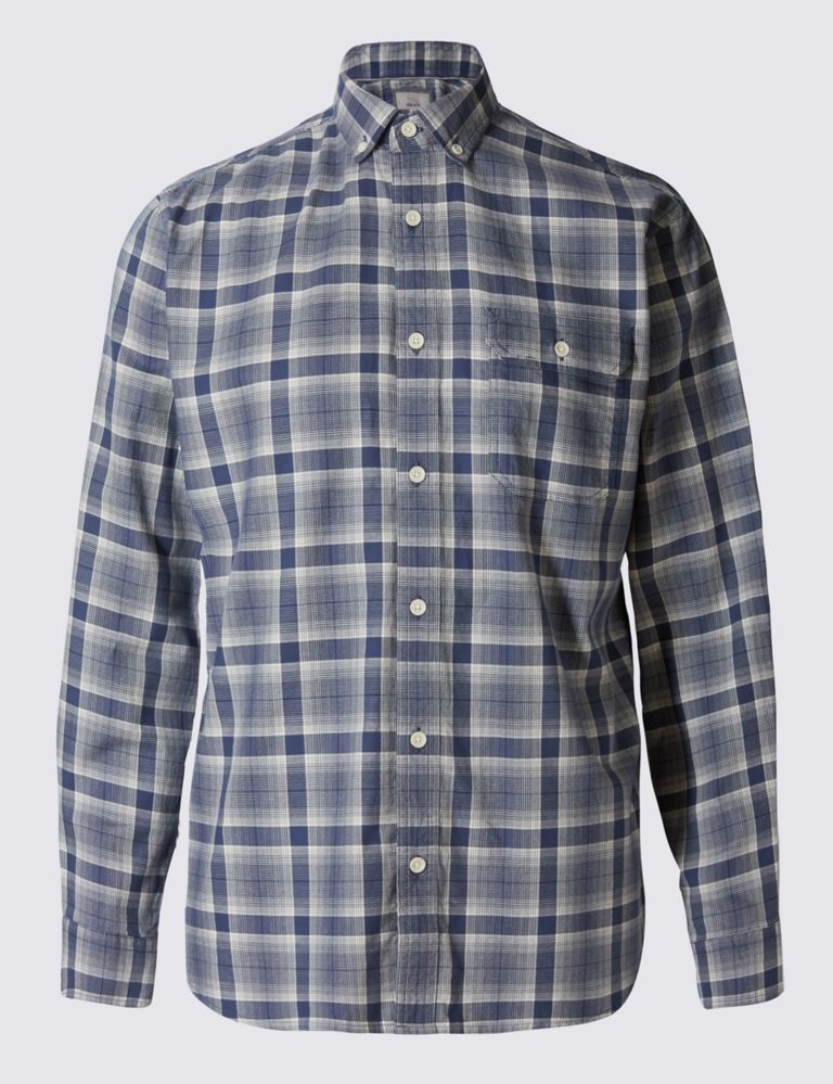 Pure Cotton Checked Shirt with Pocket 2 of 4