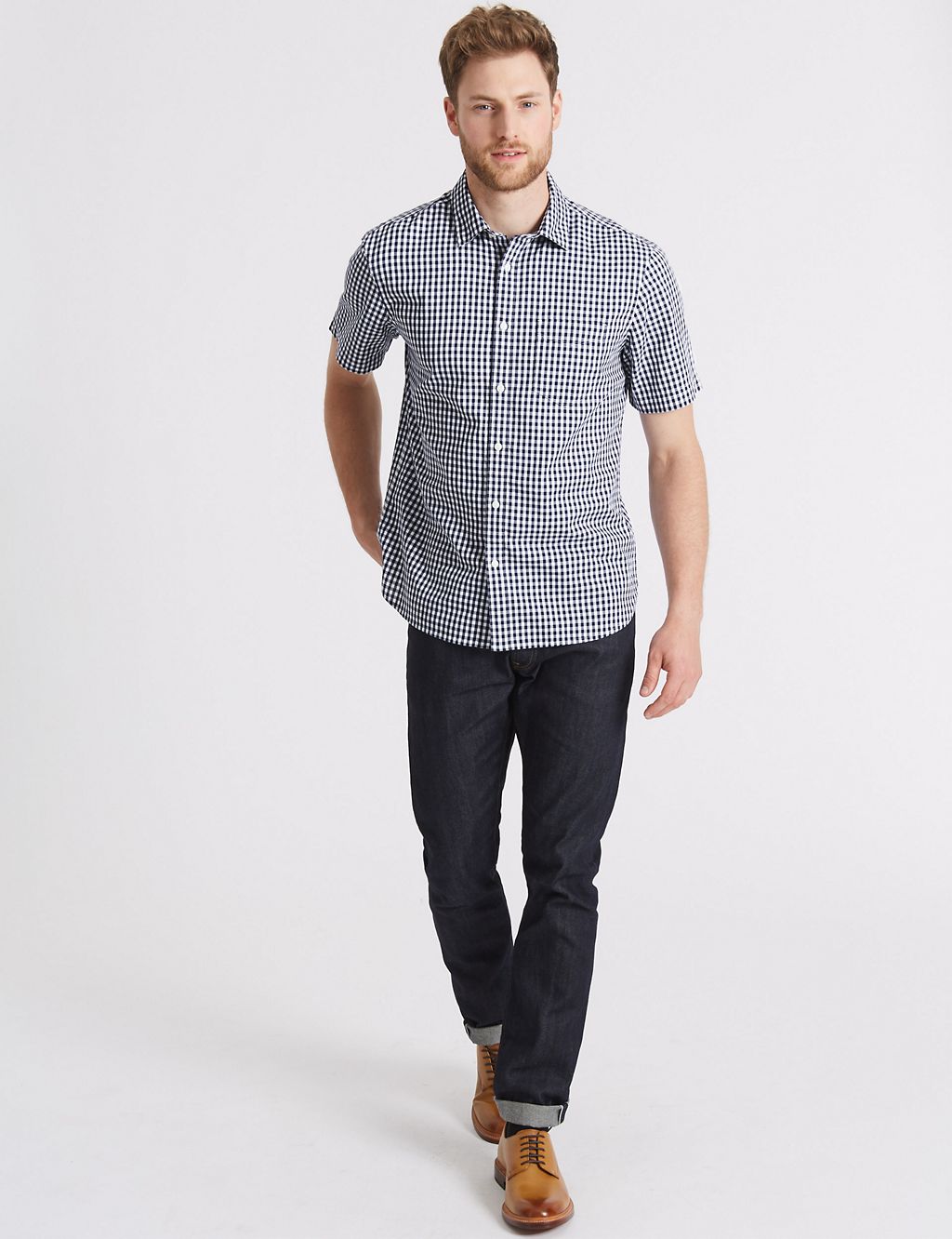 Pure Cotton Checked Shirt with Pocket 2 of 5