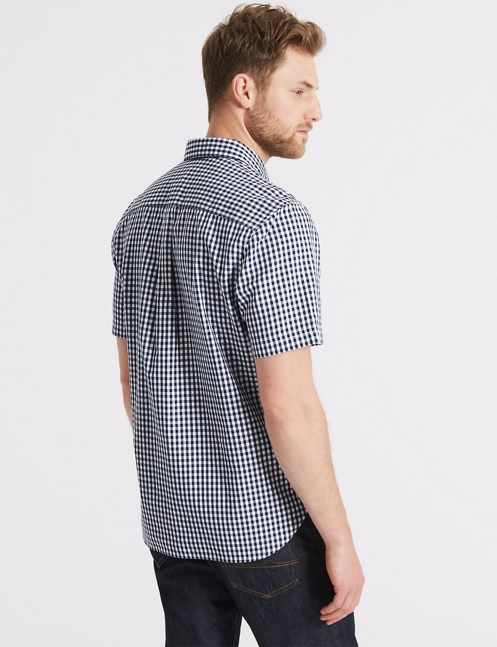 Pure Cotton Checked Shirt with Pocket 4 of 5