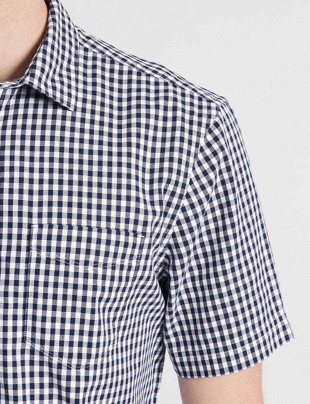 Pure Cotton Checked Shirt with Pocket 5 of 5