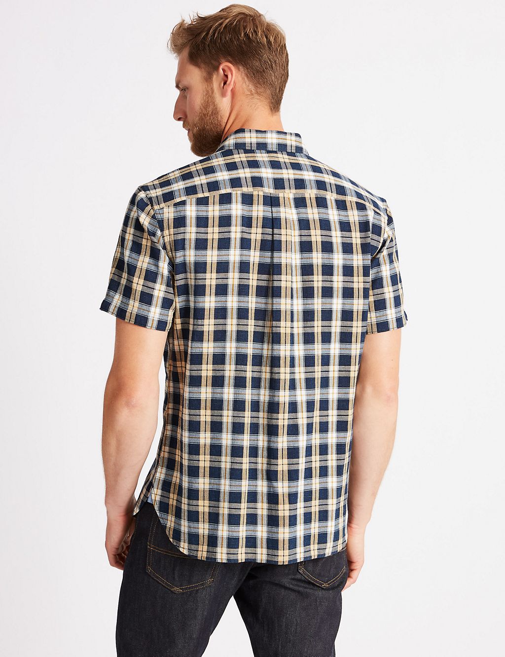 Pure Cotton Checked Shirt with Pocket 4 of 6