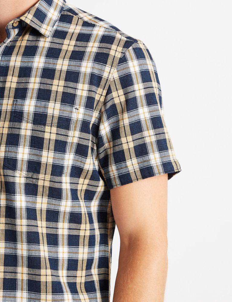 Pure Cotton Checked Shirt with Pocket 5 of 6