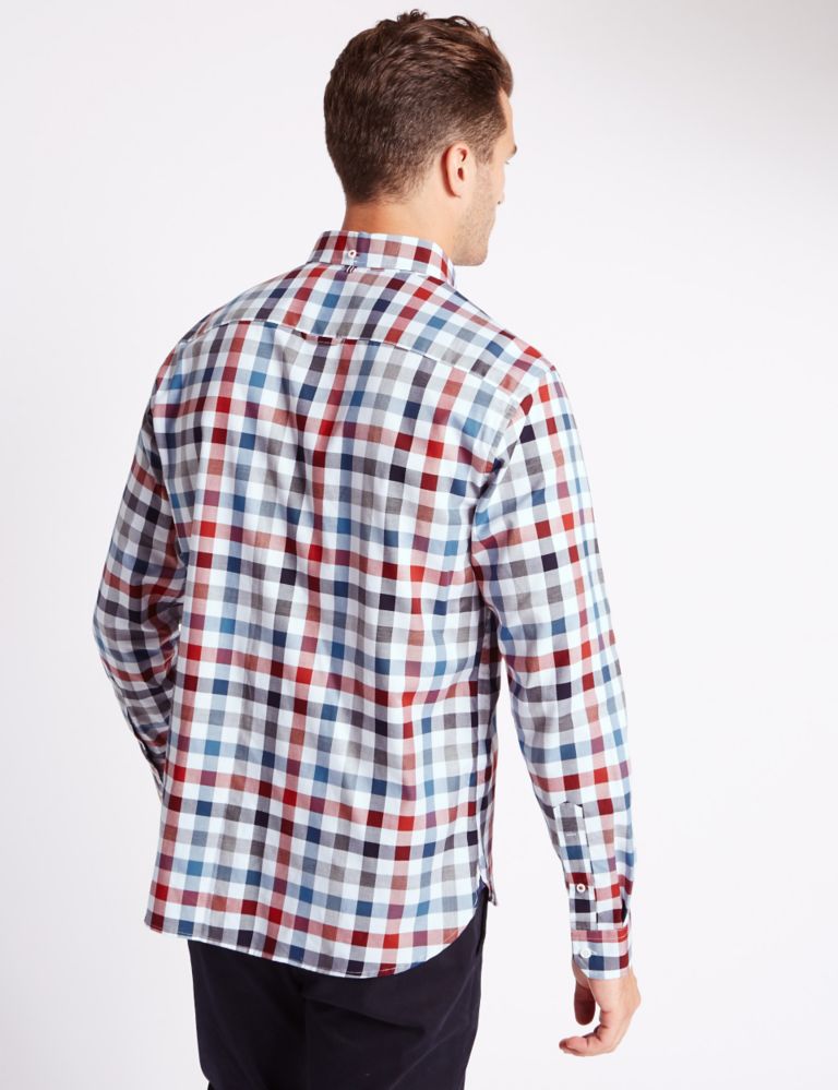 Pure Cotton Checked Shirt with Pocket 3 of 3