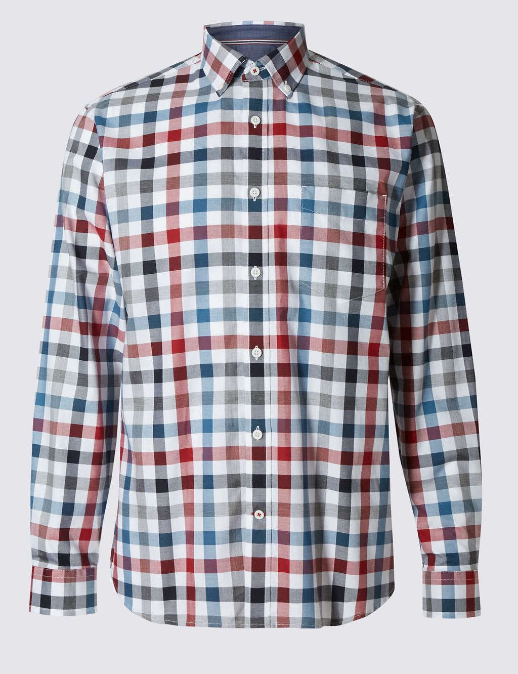 Pure Cotton Checked Shirt with Pocket 1 of 3