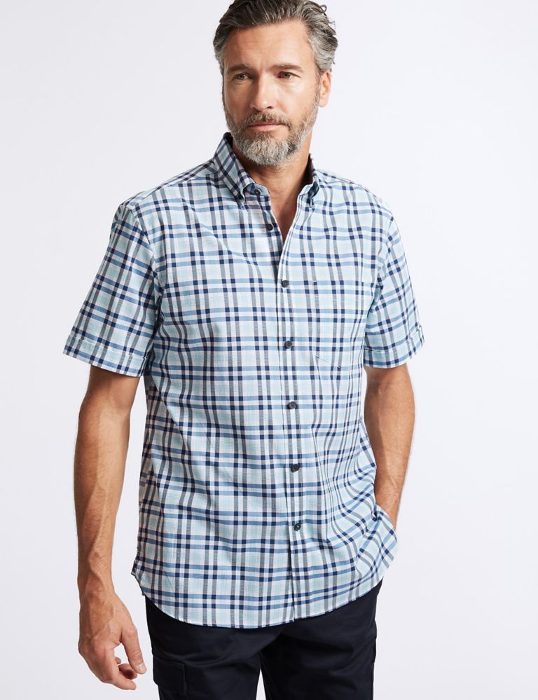 Pure Cotton Checked Shirt with Pocket 3 of 6