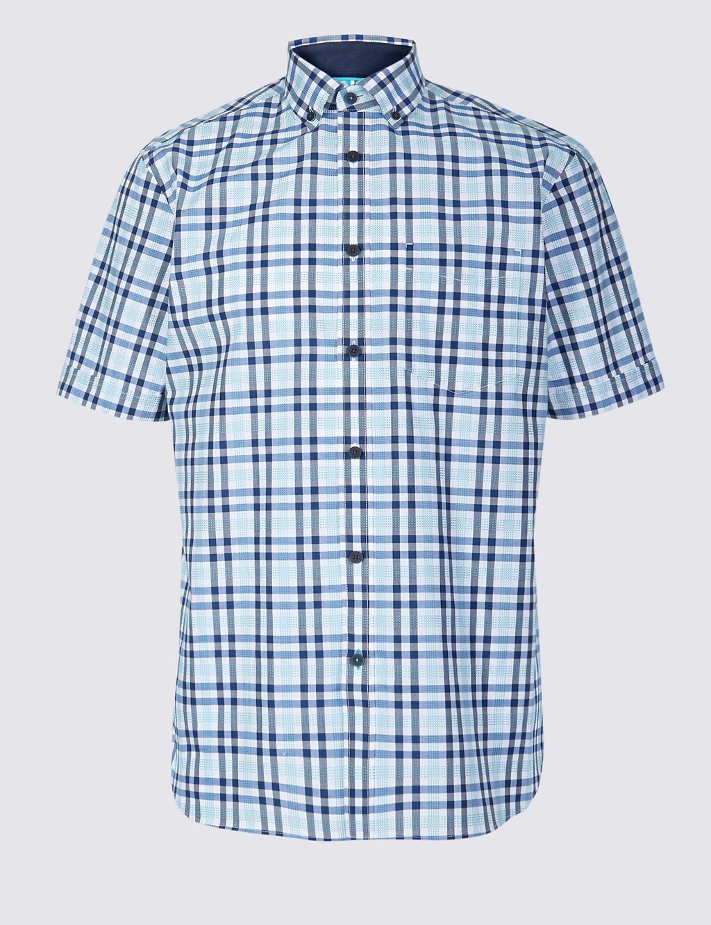 Pure Cotton Checked Shirt with Pocket 1 of 6