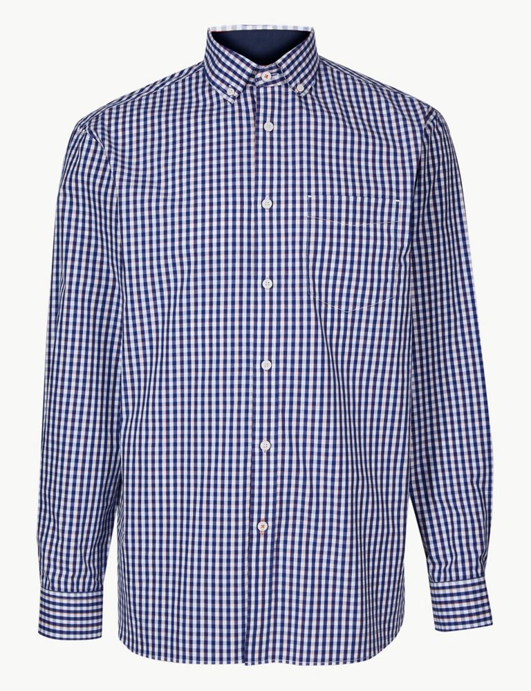 Pure Cotton Checked Shirt with Pocket 2 of 5