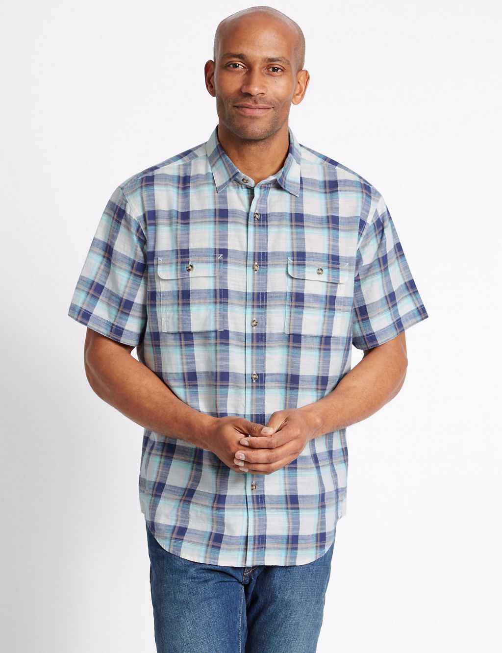 Pure Cotton Checked Shirt with Pockets 3 of 4