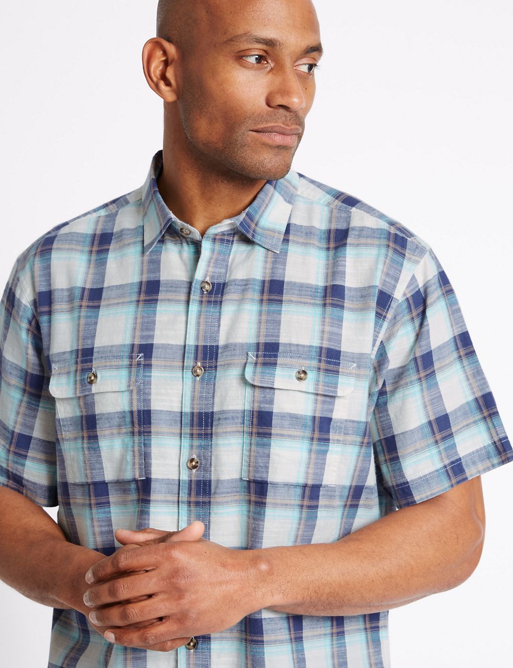Pure Cotton Checked Shirt with Pockets 4 of 4