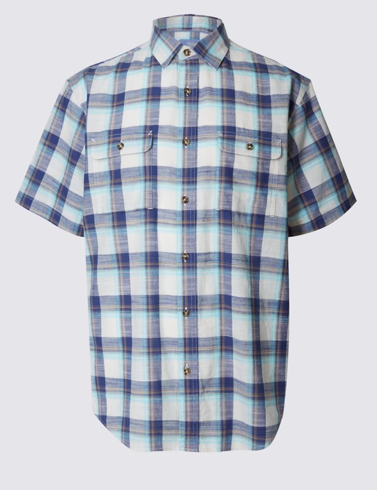 Pure Cotton Checked Shirt with Pockets 2 of 4