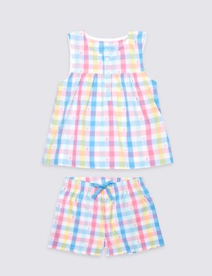 Pure Cotton Checked Short Pyjamas (9 Months - 8 Years) Image 2 of 4