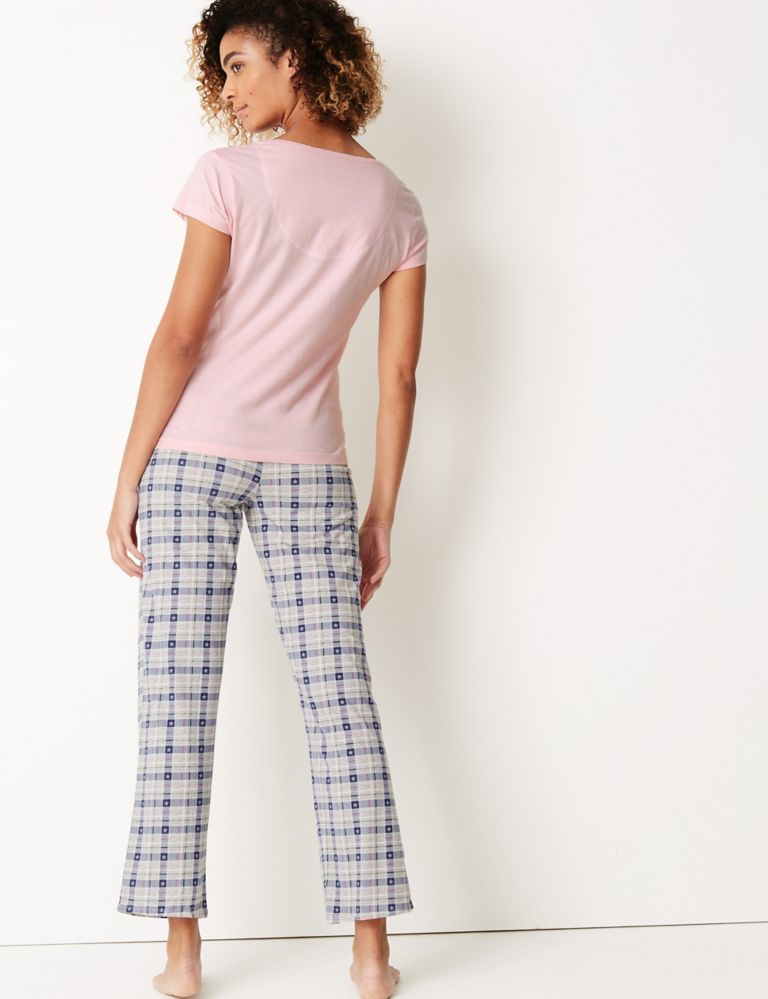Pure Cotton Checked Short Sleeve Pyjama Set 3 of 7
