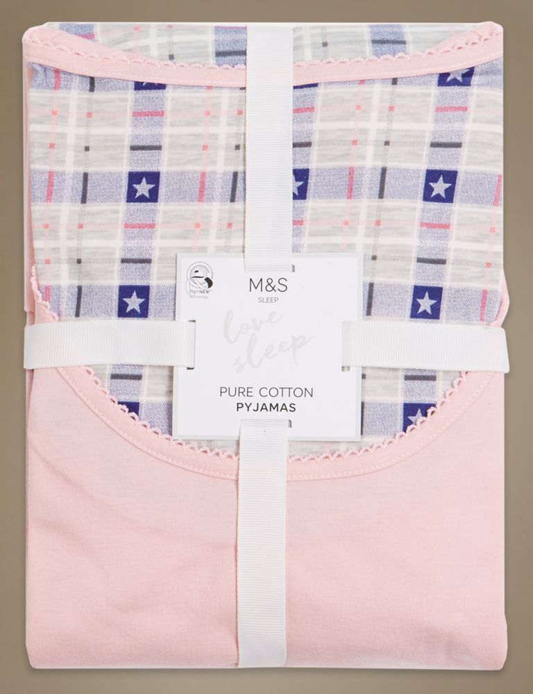 Pure Cotton Checked Short Sleeve Pyjama Set 5 of 7