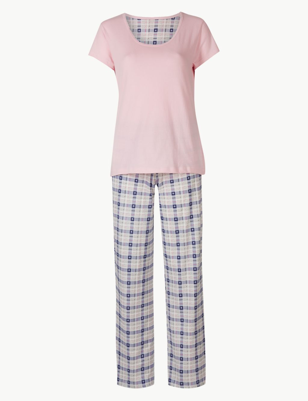 Pure Cotton Checked Short Sleeve Pyjama Set 1 of 7