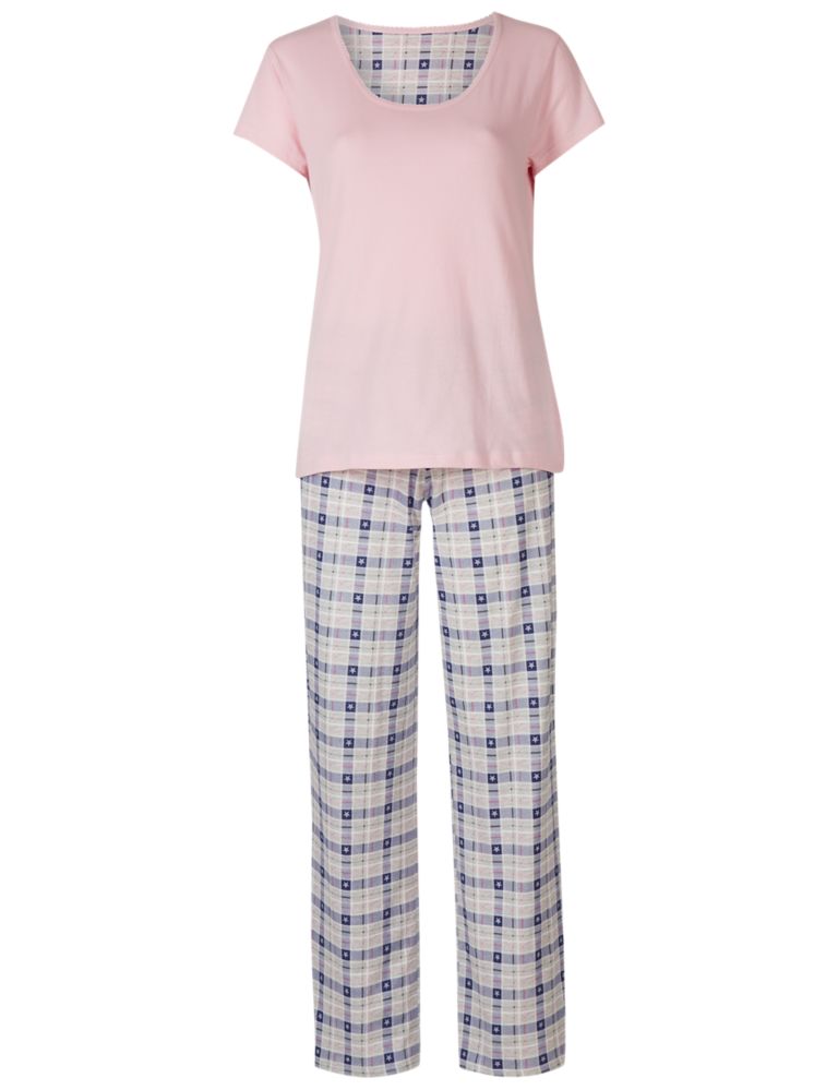 Pure Cotton Checked Short Sleeve Pyjama Set 6 of 7