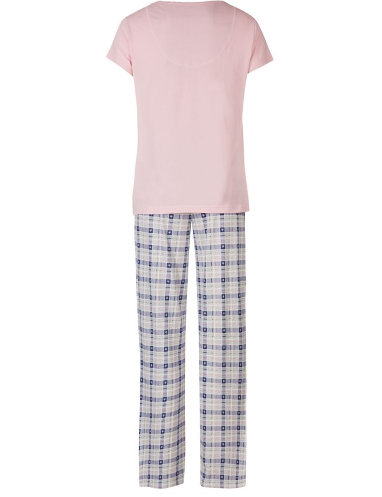 Pure Cotton Checked Short Sleeve Pyjama Set 7 of 7