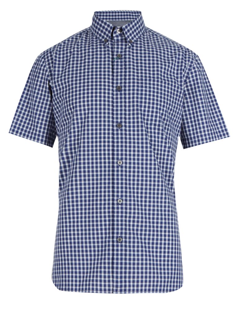 Pure Cotton Checked Short Sleeve Shirt 2 of 3