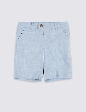 Pure Cotton Checked Shorts (3 Months - 7 Years) Image 2 of 4