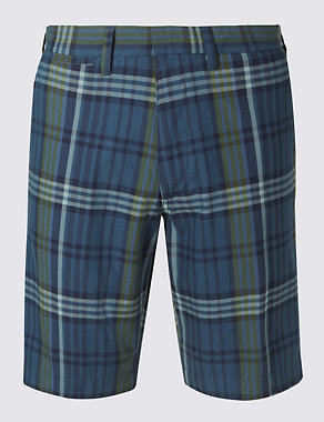 Pure Cotton Checked Shorts Image 2 of 4