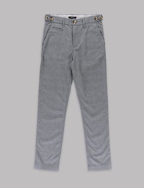 Pure Cotton Checked Slim Chinos (5-14 Years) Image 2 of 3
