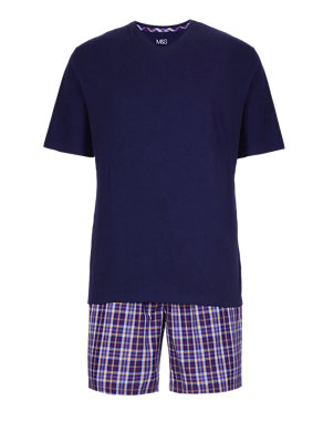 Pure Cotton Checked T-Shirt & Shorts Set Image 2 of 4