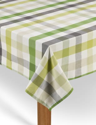Pure Cotton Checked Tablecloth M&S