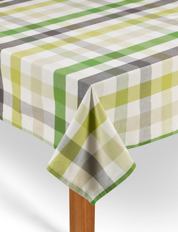 Pure Cotton Checked Tablecloth Image 1 of 1