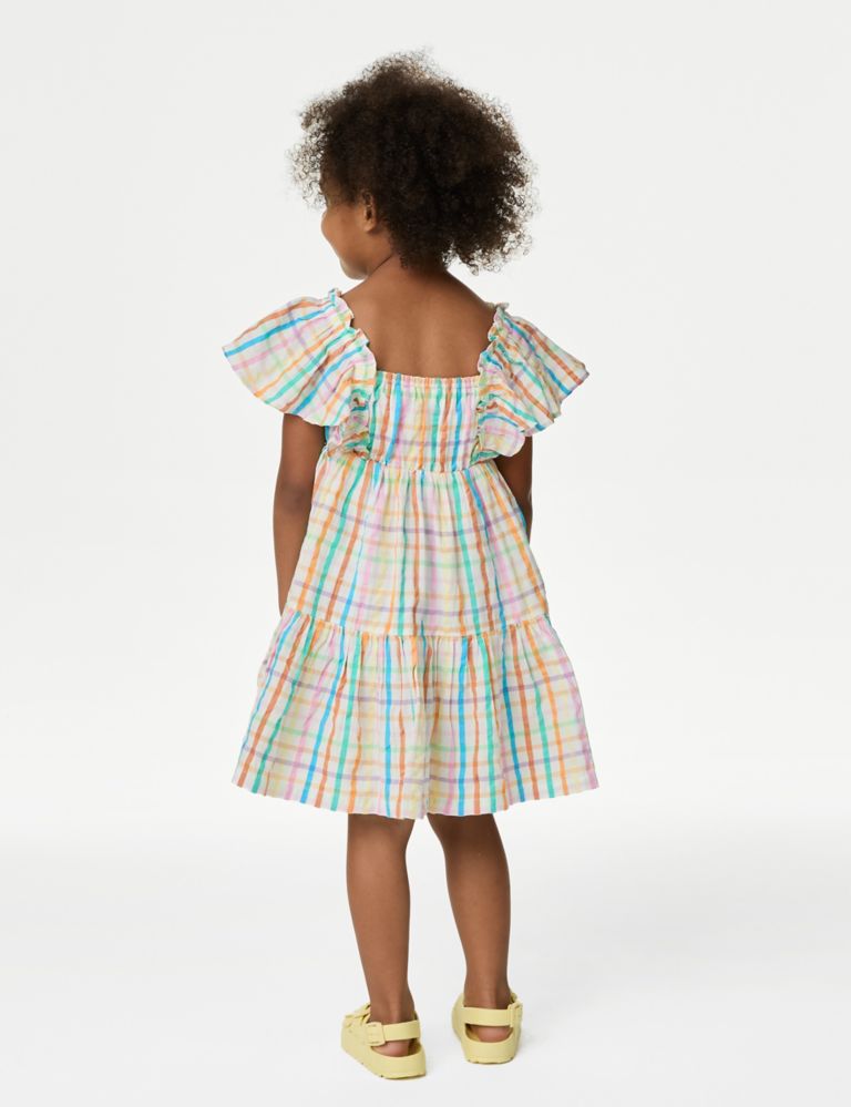 Pure Cotton Checked Tiered Dress (2-8 Yrs) 6 of 6