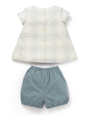 Pure Cotton Checked Top & Bloomer Shorts Image 2 of 4