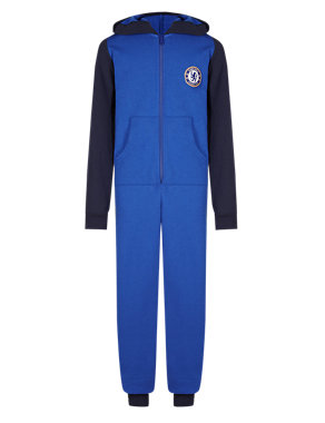 Pure Cotton Chelsea F.C Sweat Hooded Onesie Image 2 of 5