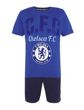 Pure Cotton Chelsea Football Club T-Shirt & Shorts Set Image 2 of 4