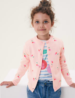 Pure Cotton Cherry Print Cardigan (2-7 Yrs), M&S Collection