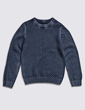 Pure Cotton Chevron Jumper (1-7 Years) Image 2 of 3
