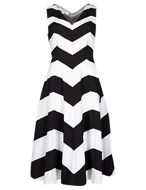 Pure Cotton Chevron Prom Dress with Belt Image 2 of 6