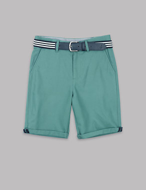 Pure Cotton Chino Shorts with Belt (3-14 Years) Image 2 of 4