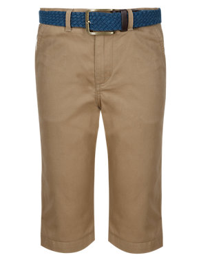 Pure Cotton Chino Shorts with Belt Image 2 of 5