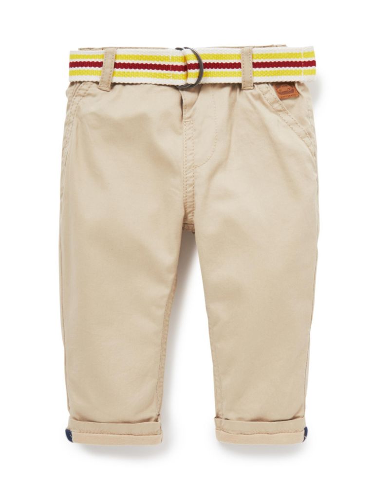 Pure Cotton Chinos with Belt 1 of 3