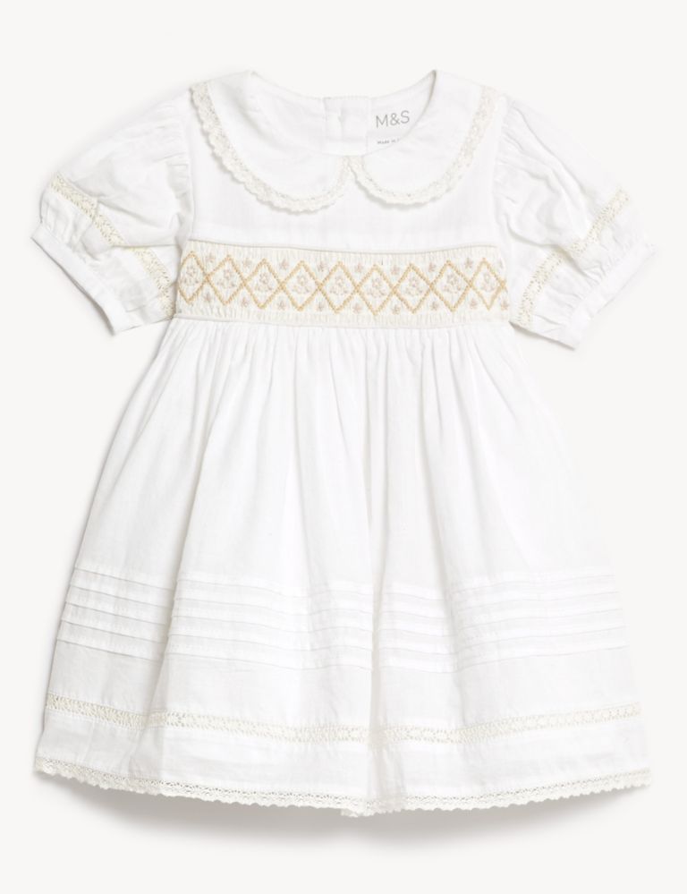 Pure Cotton Christening Dress (7lbs-1 Yrs) 1 of 3