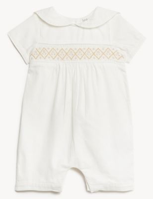 Pure Cotton Christening Romper (7 lbs-1 Yr) Image 2 of 7