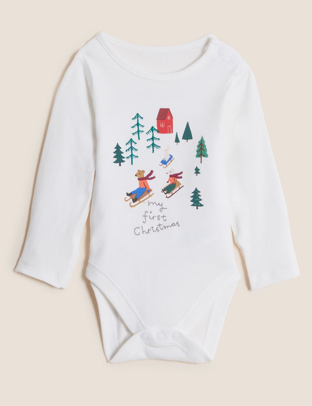 Pure Cotton Christmas Bodysuit (7lbs - 12 Mths) 3 of 5