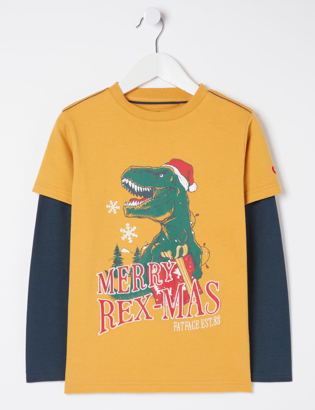 Pure Cotton Christmas Dinosaur T-Shirt (3-13 Yrs) 1 of 5