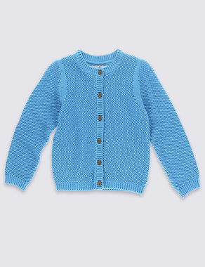 Pure Cotton Chunky Knit Cardigan (1-7 Years) Image 2 of 3
