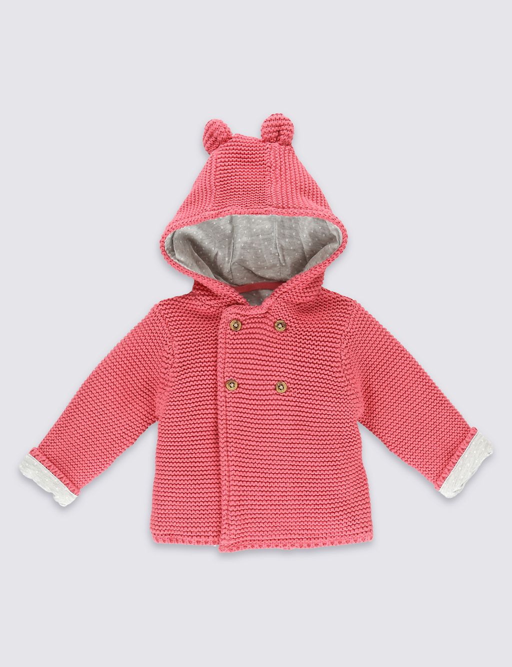 Pure Cotton Chunky Knit Hooded Cardigan 3 of 5