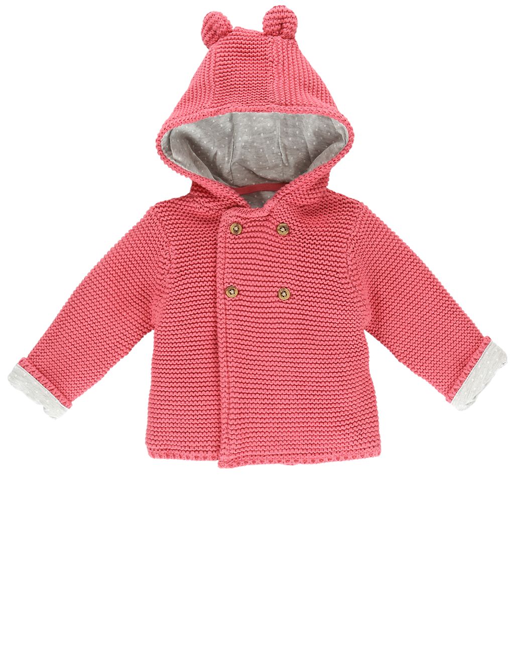 Pure Cotton Chunky Knit Hooded Cardigan 4 of 5