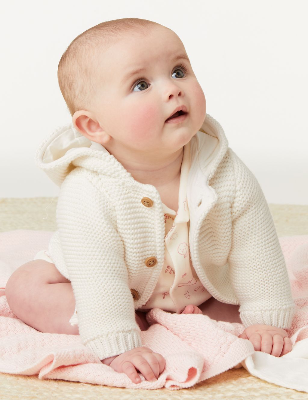 Pure Cotton Chunky Knitted Cardigan (0-3 Yrs) 3 of 4